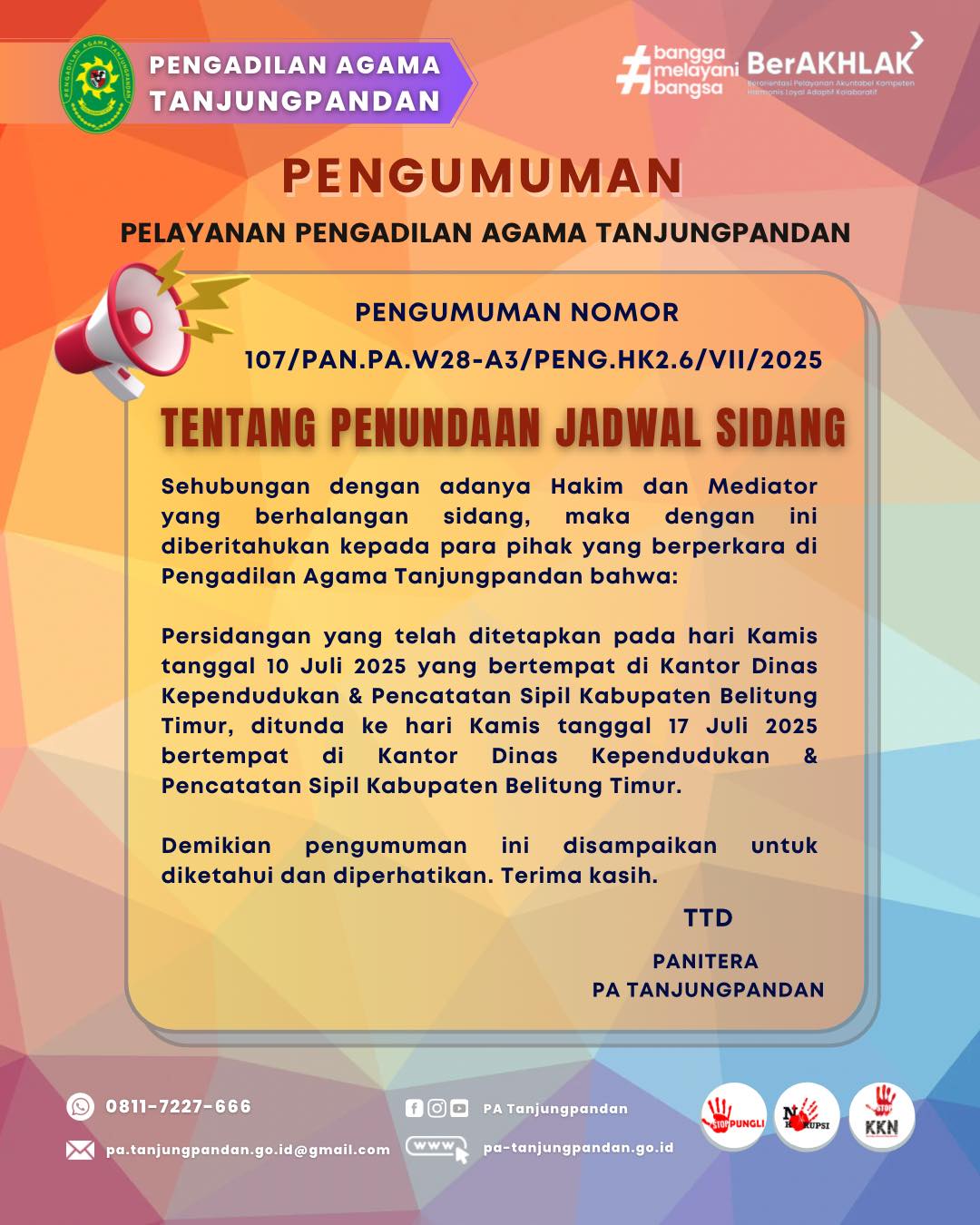 Penundaan Sidang 9 Juli 2025