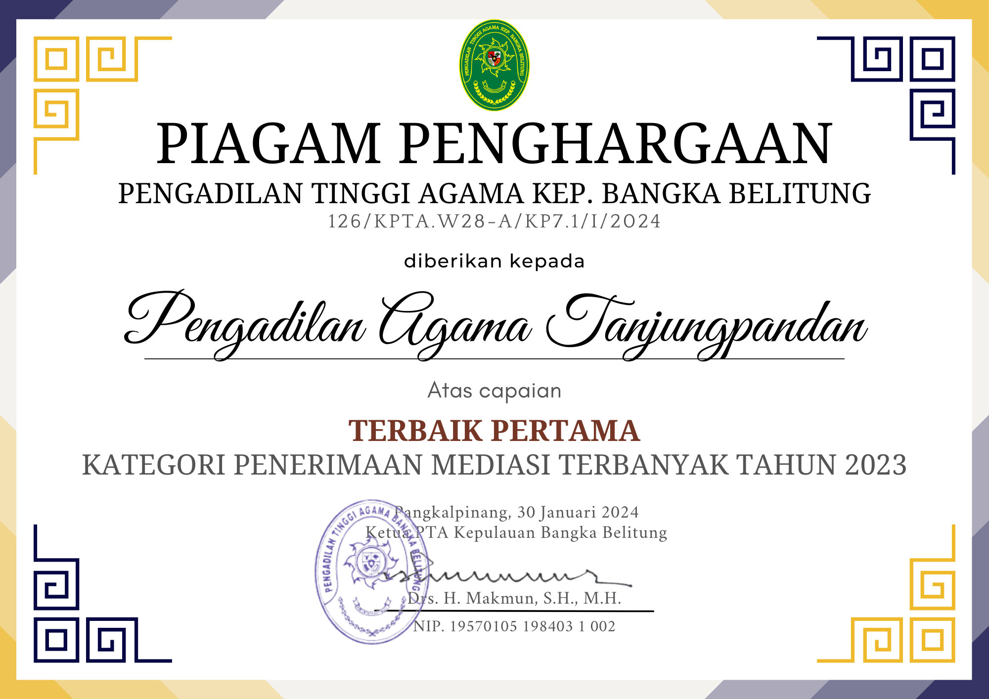 Penerimaan Mediasi Terbanyak 1