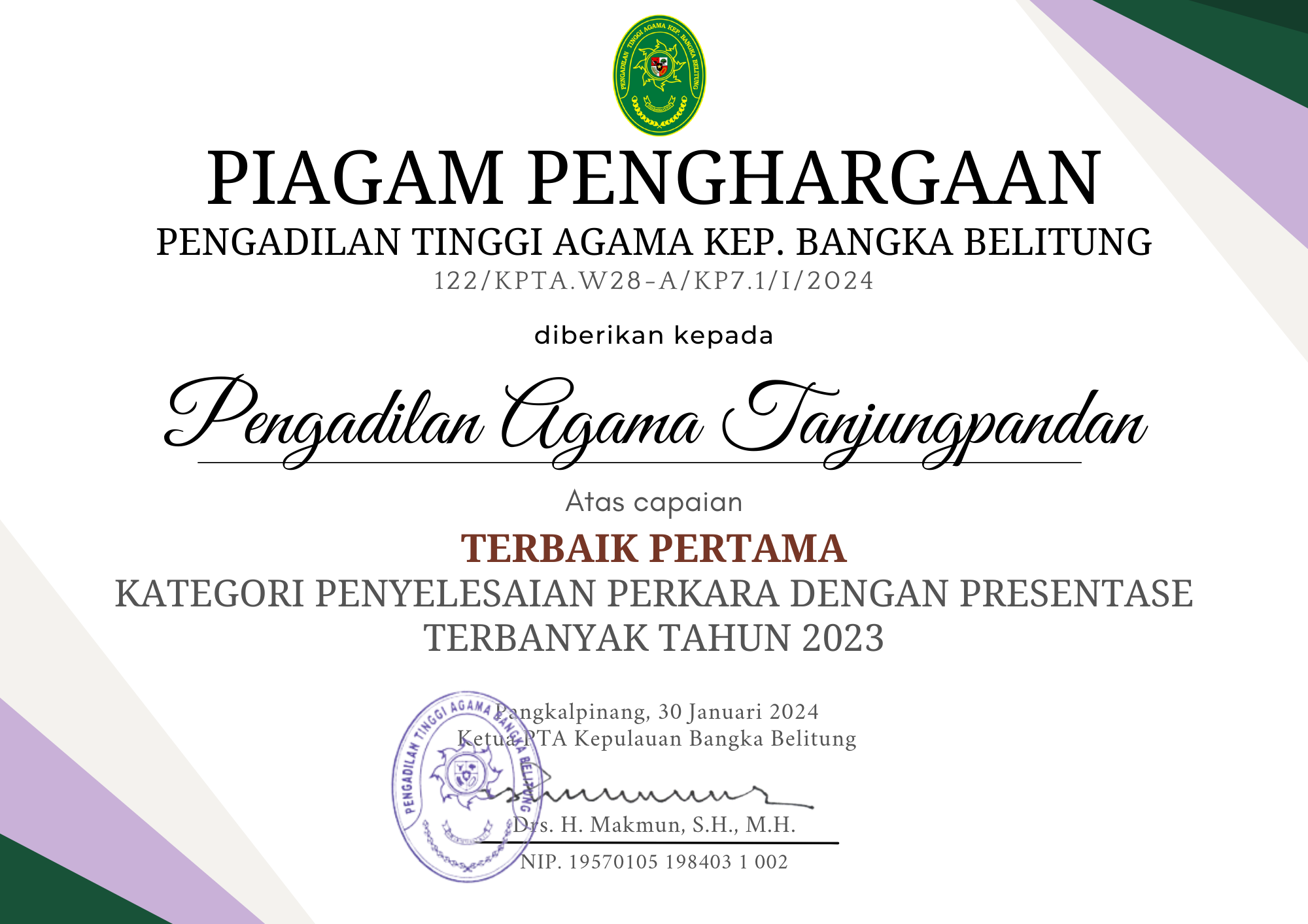 Penyelesaian Perkara Dengan Presentase Terbanyak 1